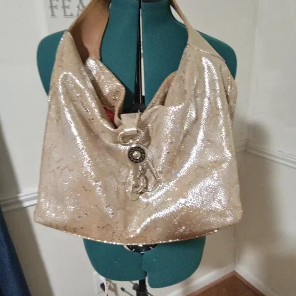 Dooney & Bourke Gold/Silvertone Snakeprint Leather Hobo Bag - Picture 10 of 14